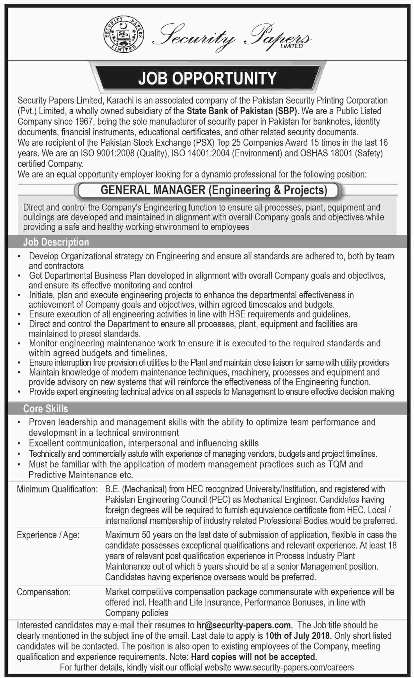Jobs in Security Papers Limited 26 June 2018