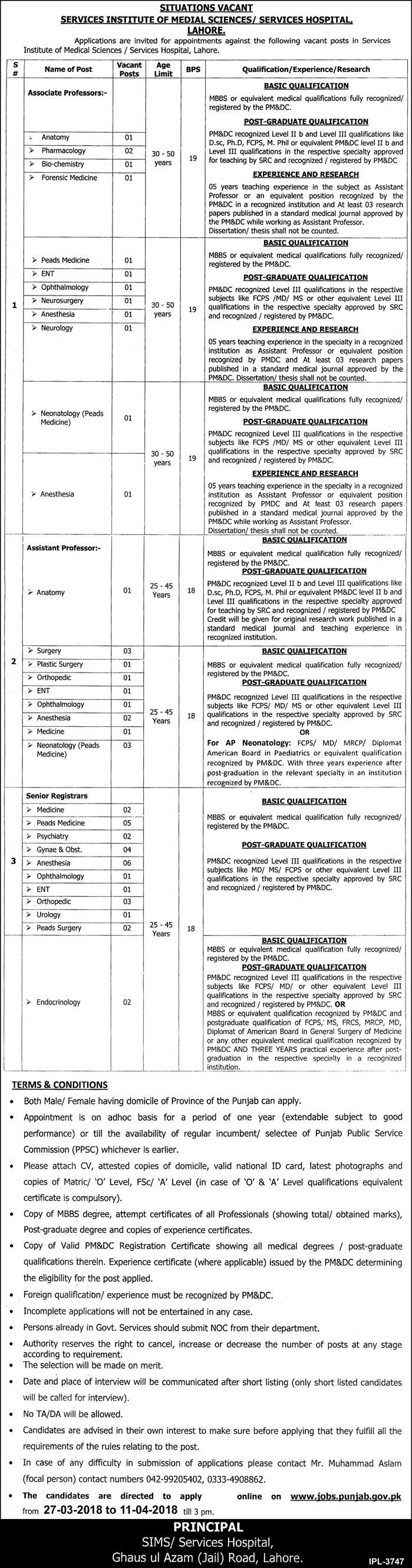 Jobs In Services Institute Of Medical Sciences 28 Mar 2018