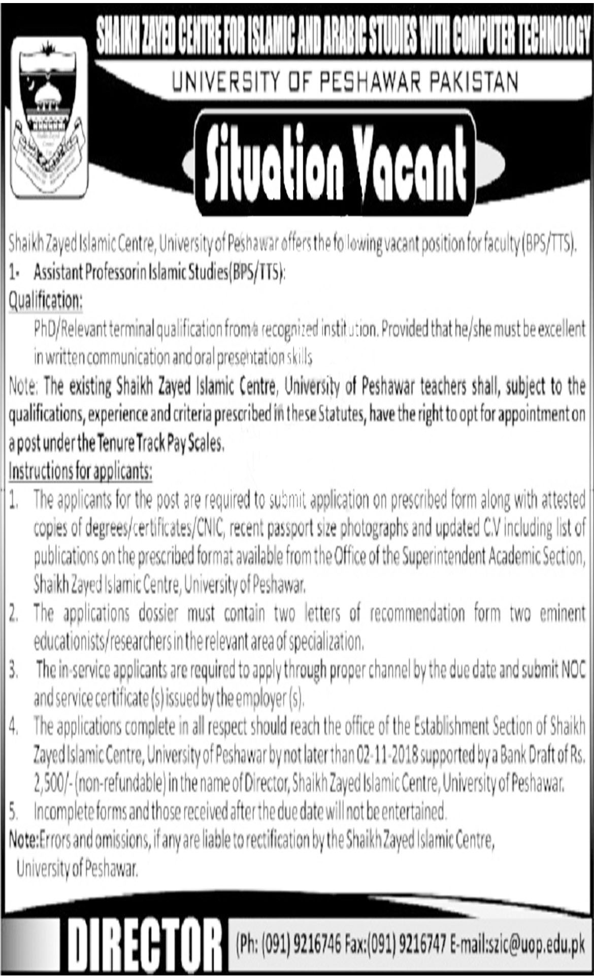 Jobs In Shaikh Zayed Centre For Islamic And Arabic Studies With Computer Technology 22 Oct 2018 