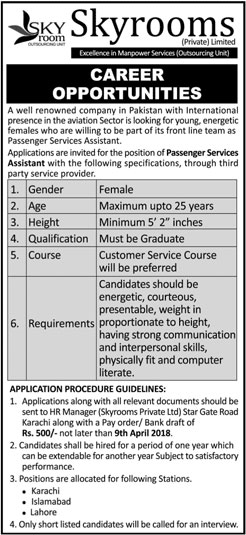 Jobs In Skyrooms Private Limited 25 Mar 2018
