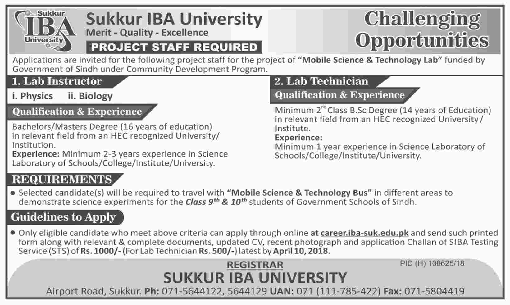 Jobs In Sukkar IBA University 25 Mar 2018