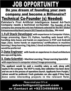 Jobs In Technical Co-Founder 07 Jan 2018