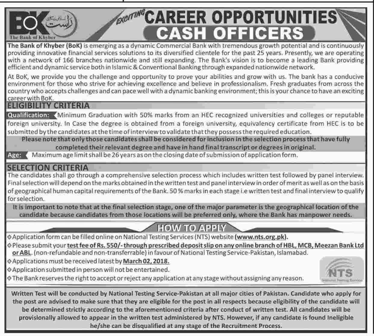 Jobs In The Bank Of Khyber 16 Feb 2018