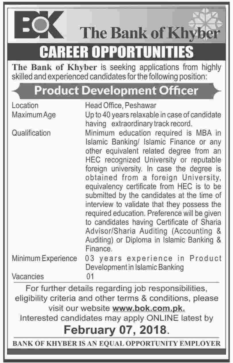 Jobs In The Bank Of Khyber 25 Jan 2018