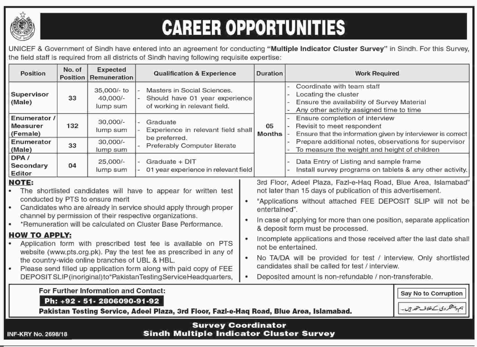 Jobs in Unicef Islamabad 10 June 2018