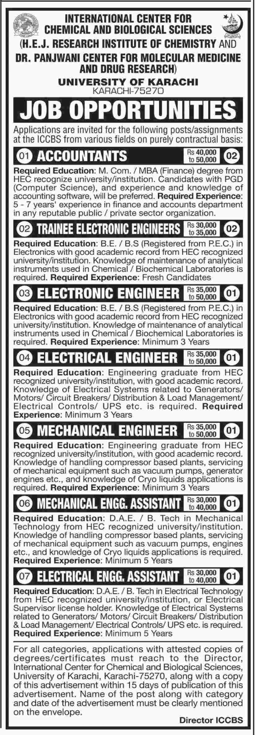 Jobs in University of Karachi 18 April 2018