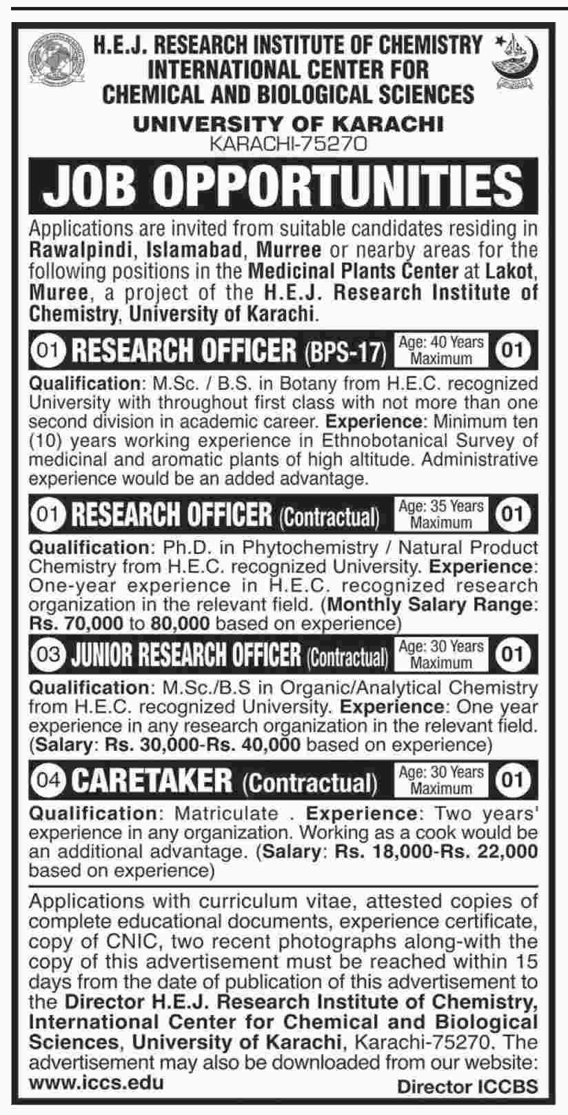 Jobs in University of Karachi 20 May 2018