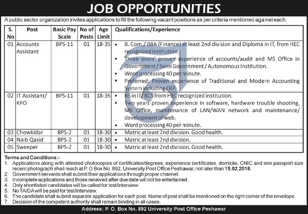Jobs In University Of Peshawar 02 Feb 2018