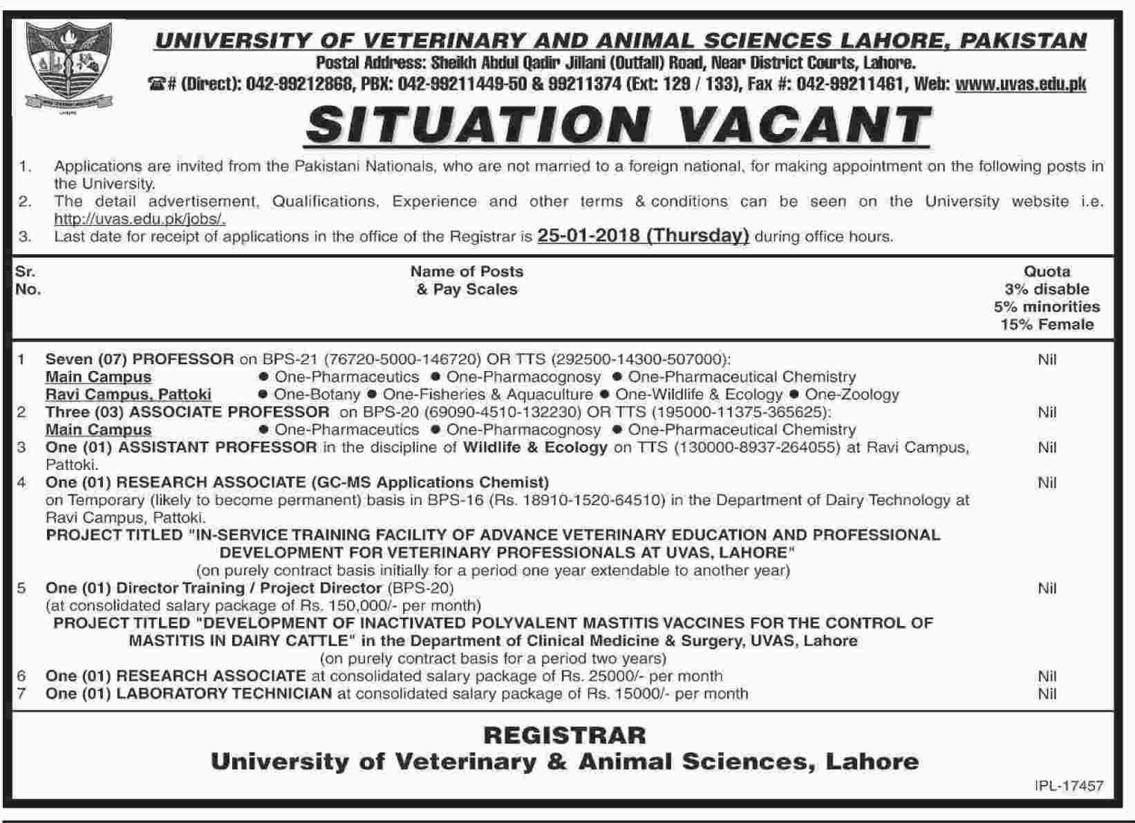 Jobs In Veterinary And Animal Science 04 Jan 2018
