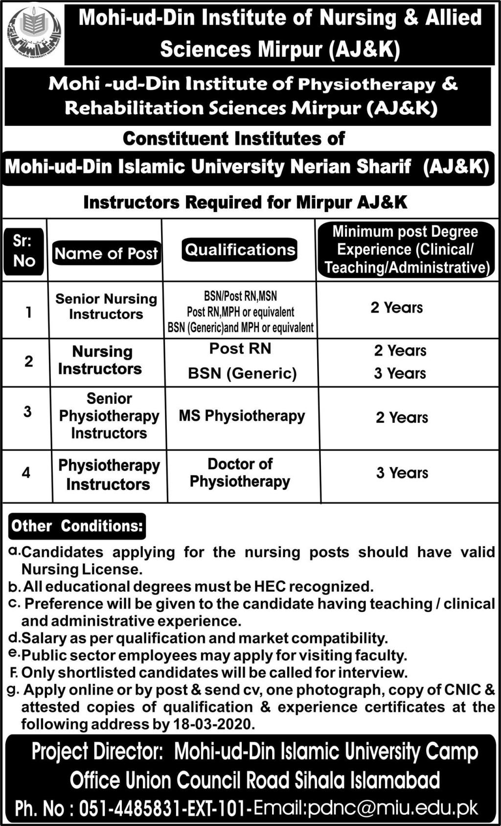 Mohiuddin Institute Of Nursing And Allied Sciences AJK