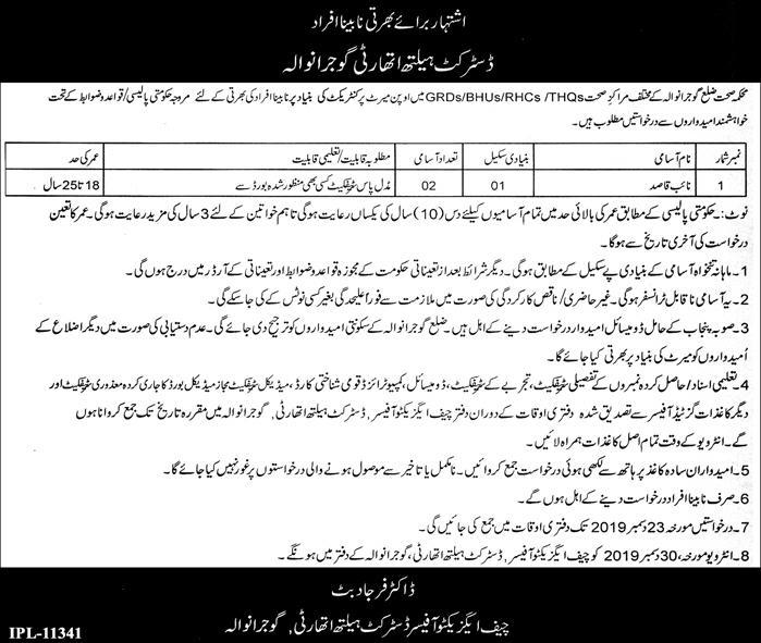 Naib Qasid jobs in District Health Authority Gujranwala