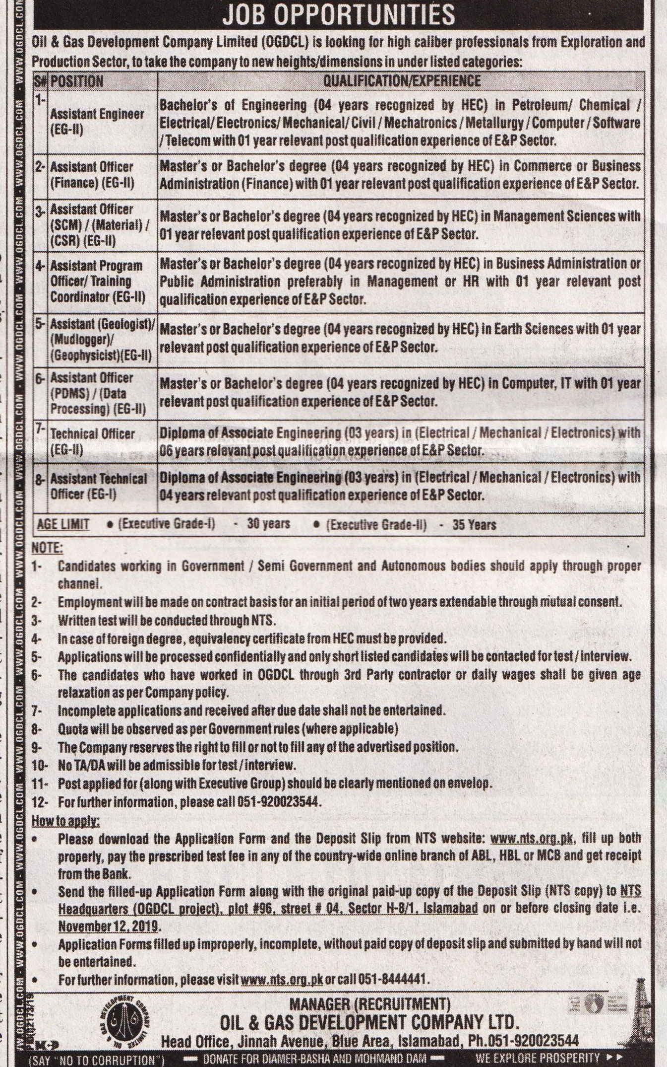 Oil & Gas Development Company Limited Offering Jobs In Islamabad