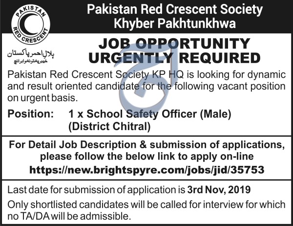 School Safety Officer Job In Pakistan Red Crescent Society Chitral