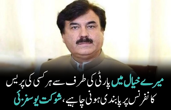 میرے خیال میں پارٹی کی طرف سے ہرکسی کی پریس کانفرنس پر پابندی ہونی چاہیے، شوکت یوسفزئی