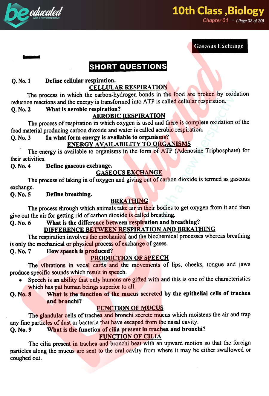 case study questions of biology class 10