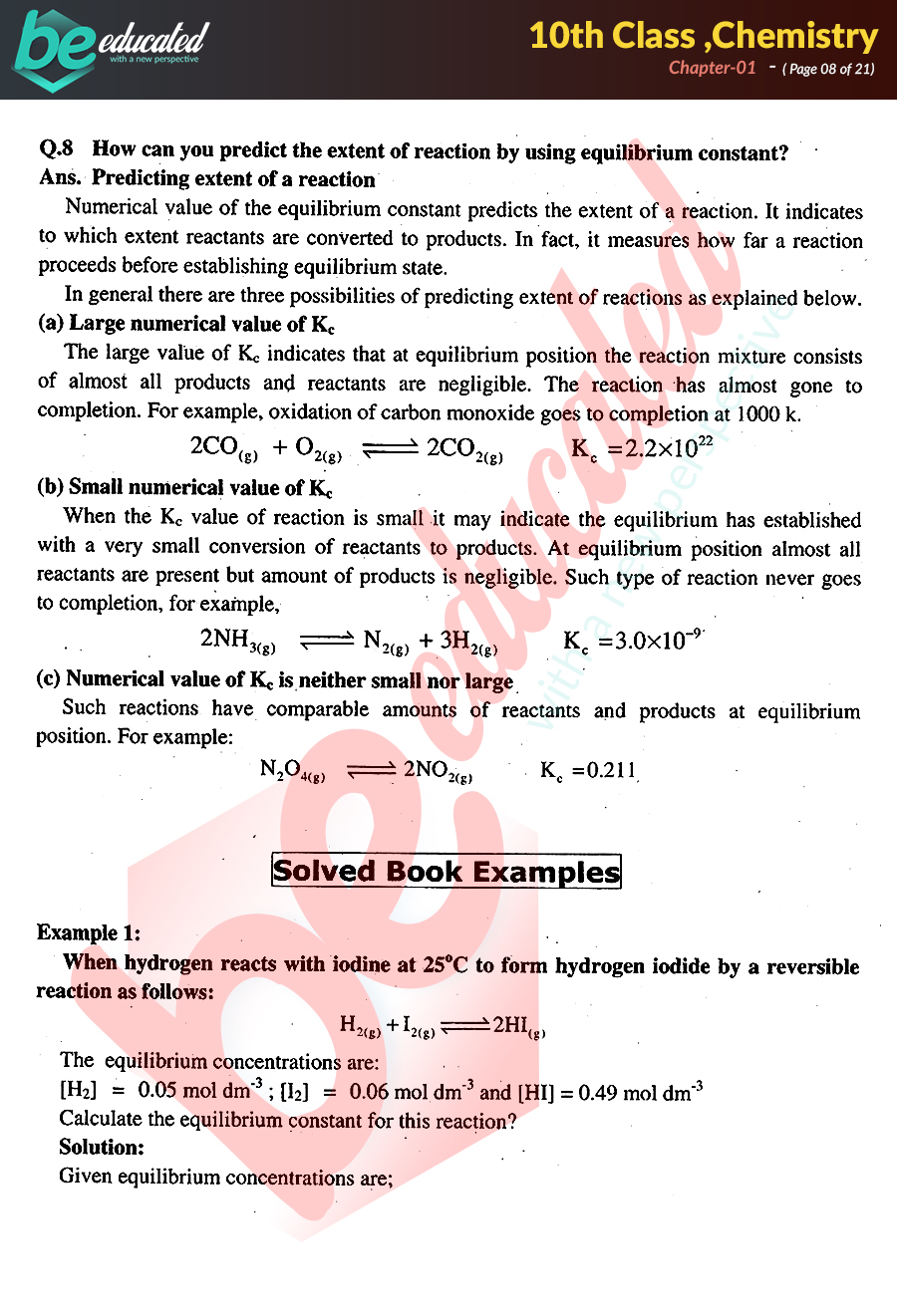 chemistry holiday homework for class 10