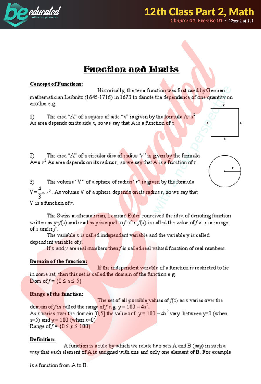 Exercise 1 1 Mathematics Fsc Part 2 Notes Inter Part 2 Notes Exercise 1 1 Mathematics Fsc Part 2 Notes Inter Part 2 Notes