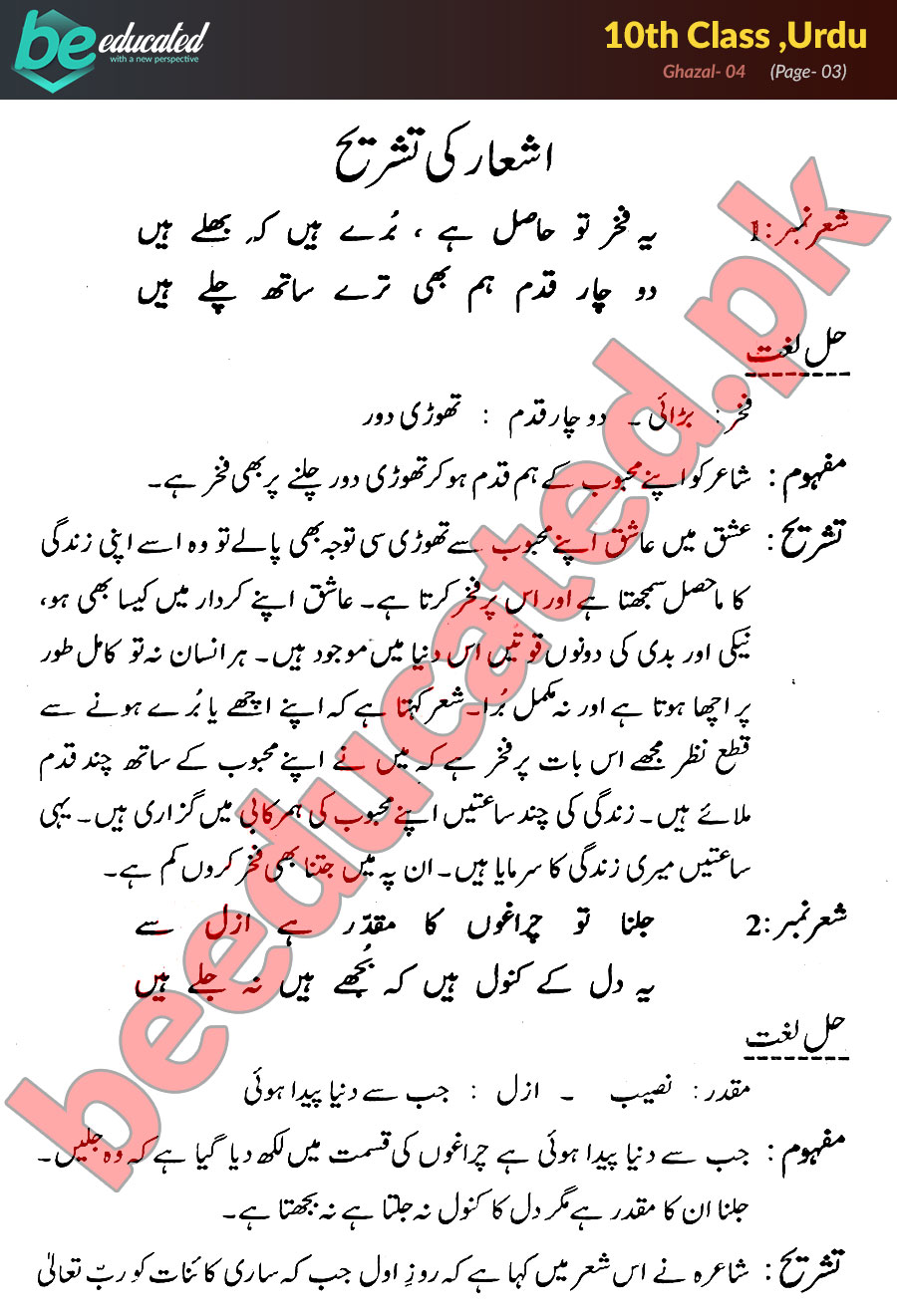 important urdu essays for class 10 2022