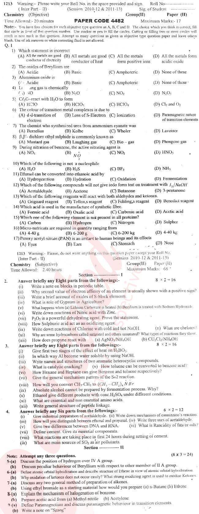 Chemistry FSC Part 2 Past Paper Group 2 BISE Sargodha 2013