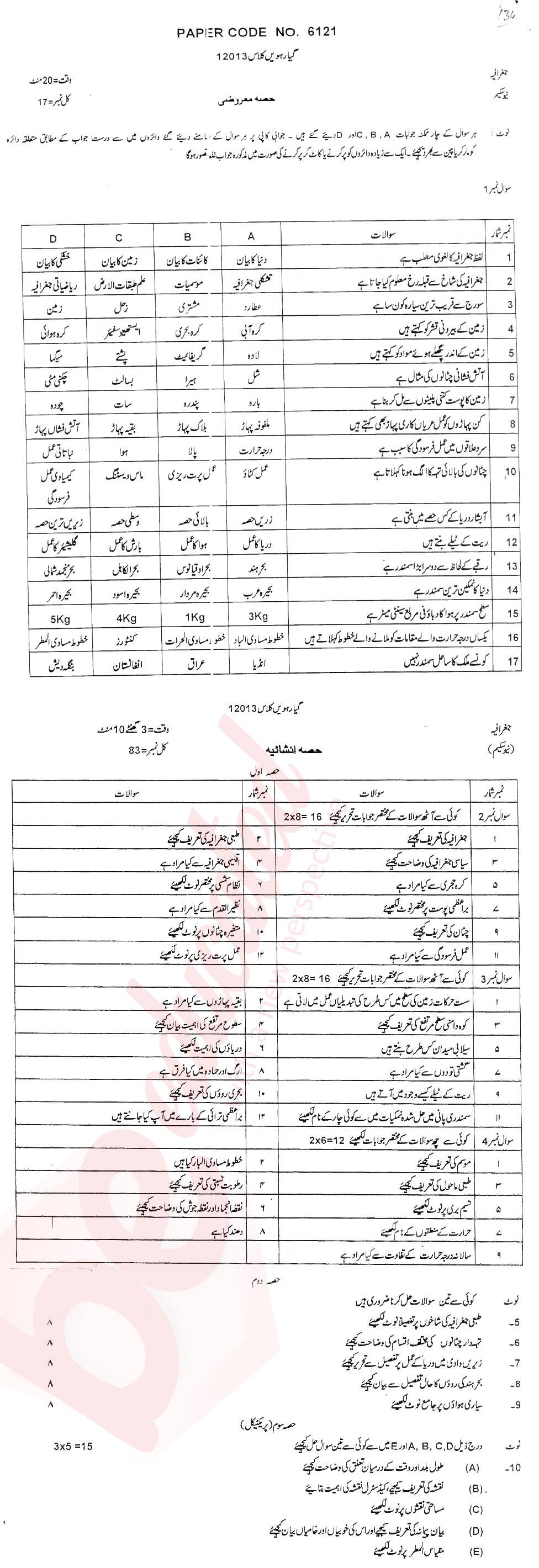 Commercial Geography FA Part 1 Past Paper Group 1 BISE DG Khan 2013