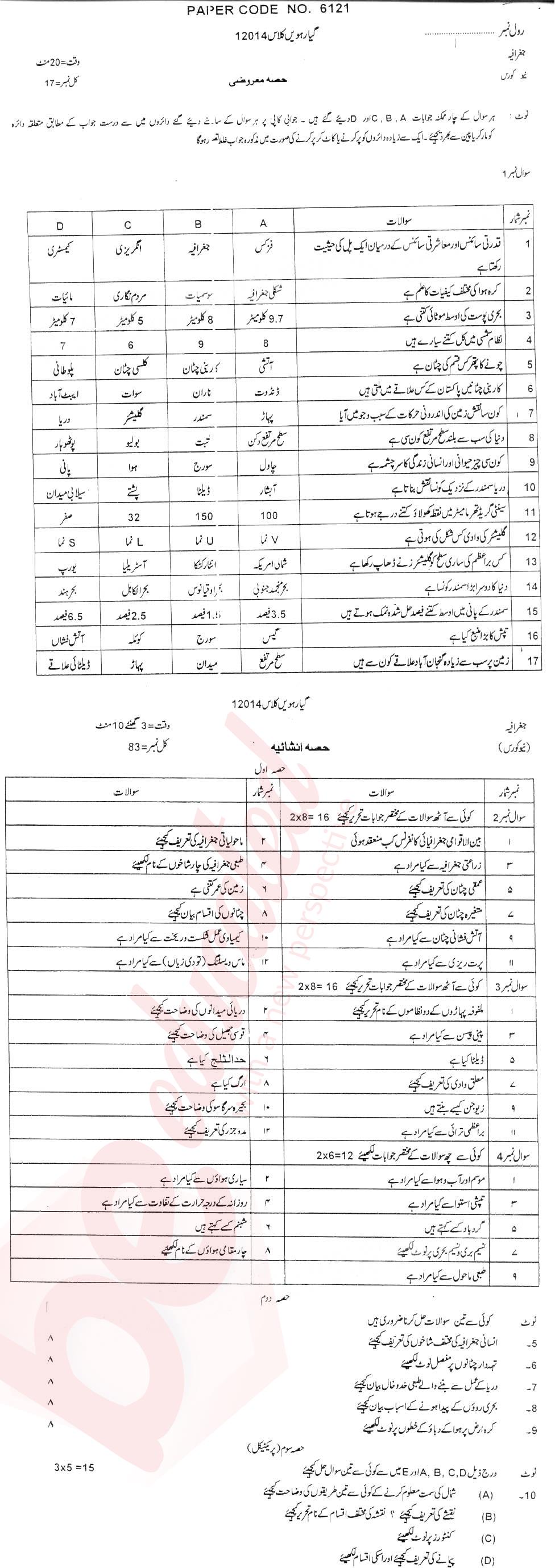 Commercial Geography FA Part 1 Past Paper Group 1 BISE DG Khan 2014