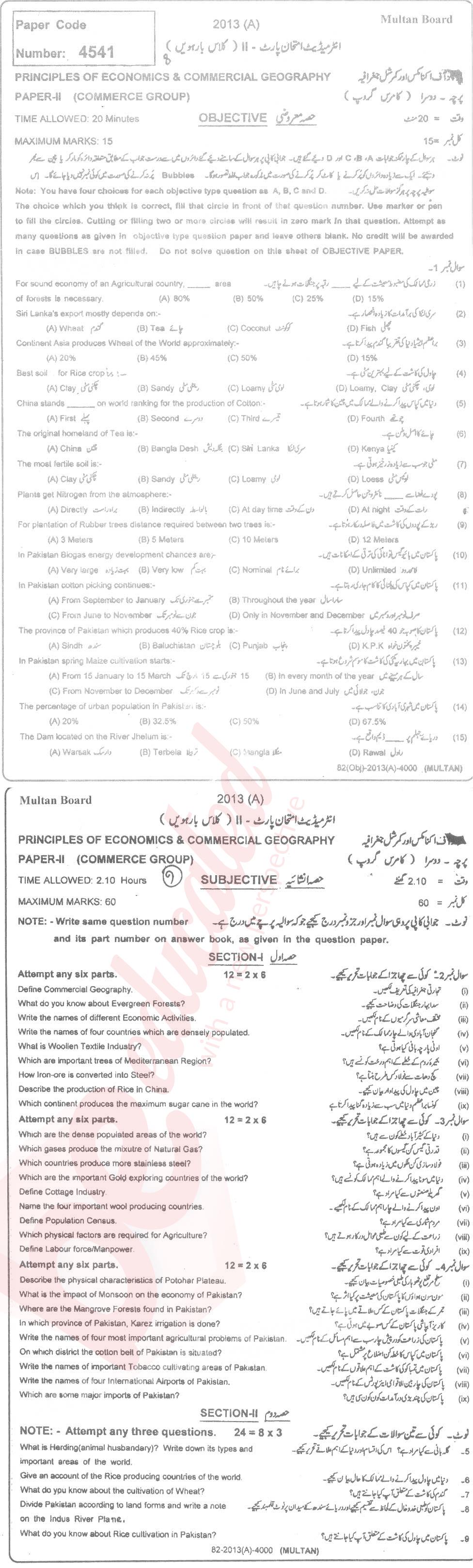 Commercial Geography ICOM Part 2 Past Paper Group 1 BISE Multan 2013