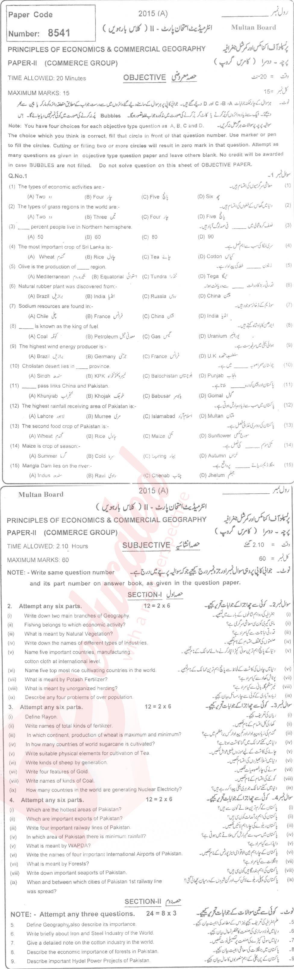 Commercial Geography ICOM Part 2 Past Paper Group 1 BISE Multan 2015