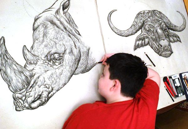 Genius Boy Makes Amazing Animal Drawings