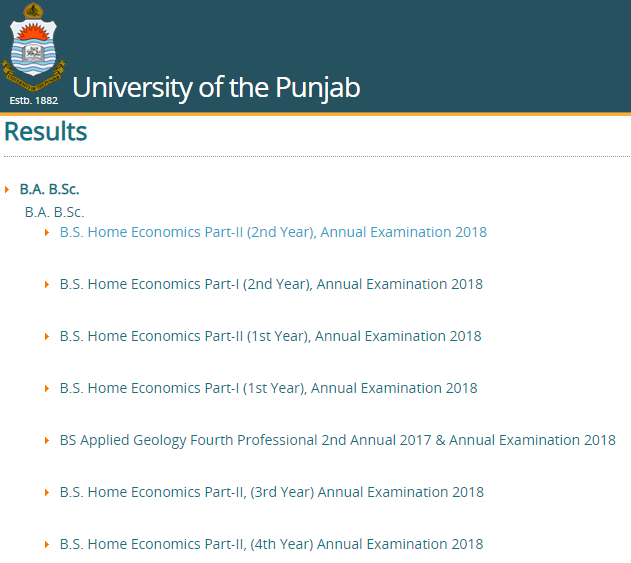 PU BA/BSC Result 2018